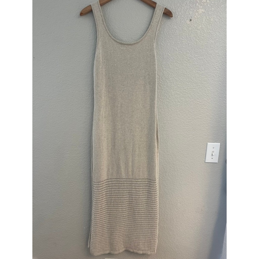 Universal Thread Womens Beige Knit Midi Tank Dress Pointelle Hem Size M - Picture 4 of 7